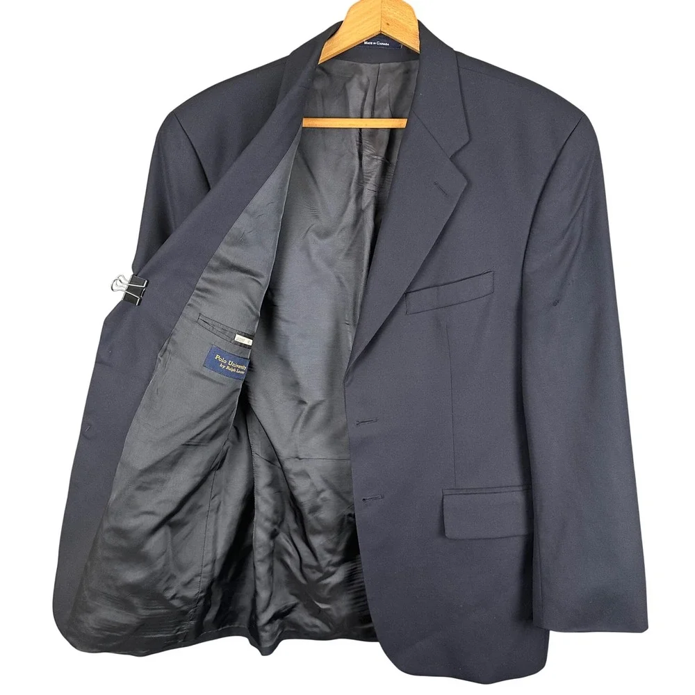 Polo University Ralph Lauren Mens 40S Navy Blue 2 Button Blazer Sport Coat